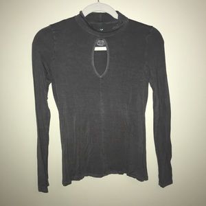 Grey keyhole long sleeve shirt